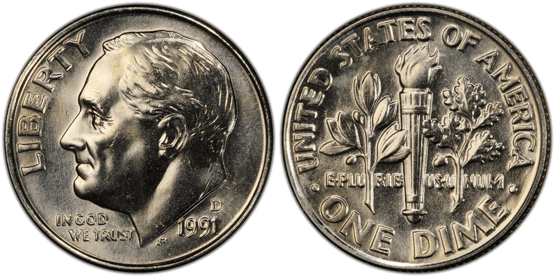 1991 Roosevelt Dime