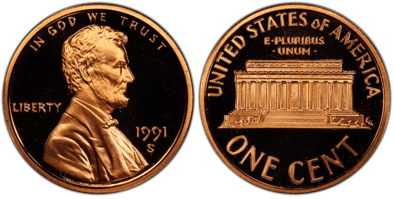 1991 (S) Proof Lincoln Memorial Cent