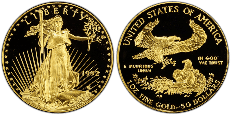 1992 (W) Proof American Eagle Fifty Dollar Gold