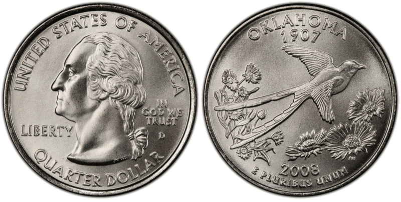 2008 (D) Oklahoma Satin Finish State Quarter