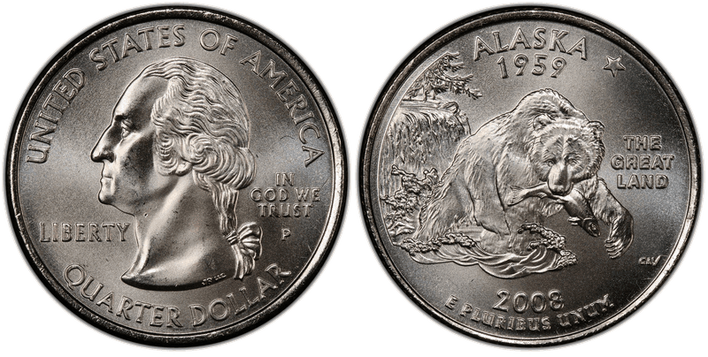 2008 (P) Alaska Satin Finish State Quarter