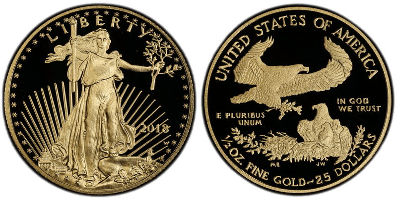 2018 (W) Proof American Eagle Twenty Five Dollar Gold