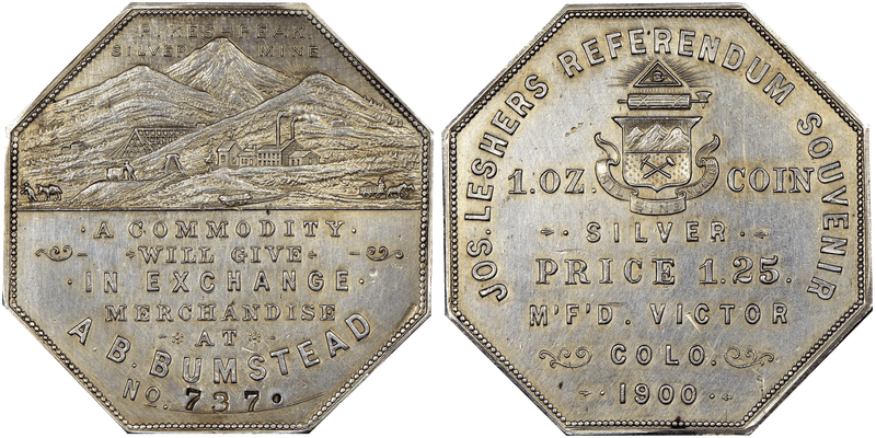 1900 Silver Lesher Dollar HK-789, C.D. Cowen