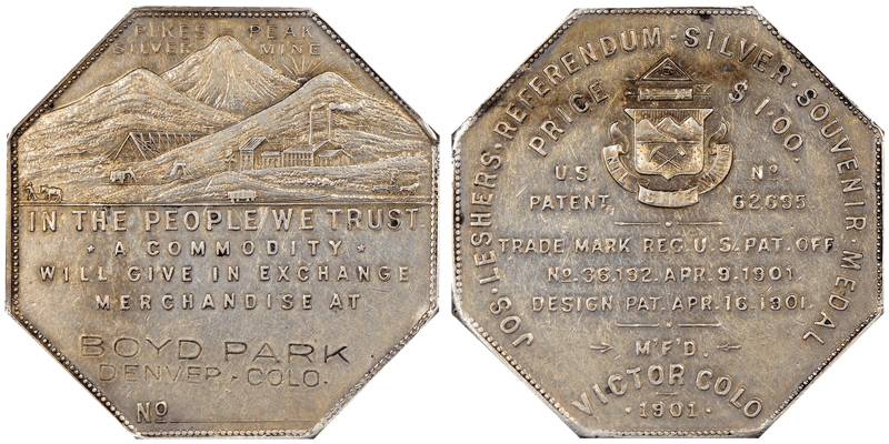 1901 Silver Lesher Dollar HK-796a, Boyd Park Variant