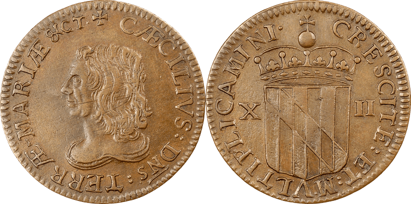 (1659) Lord Baltimore Maryland Shilling - Copper