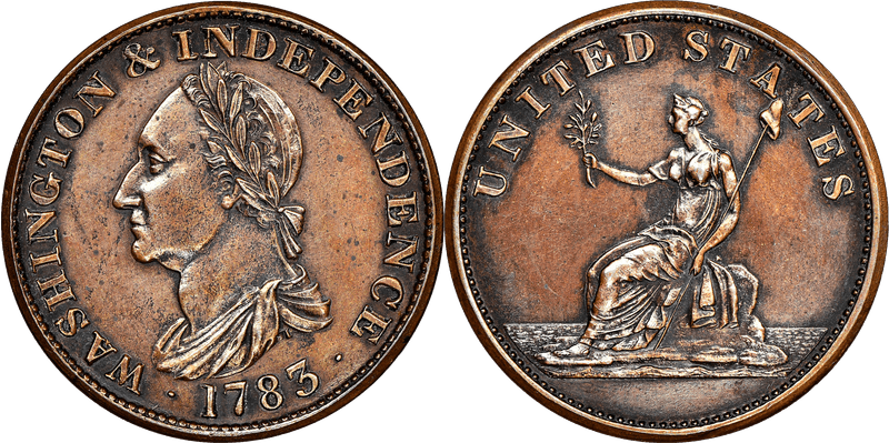 1783 Washington & Independence - Copper Restrike Plain Edge Cent