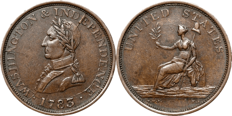 1783 Washington & Independence - Small Bust Grained Edge Cent