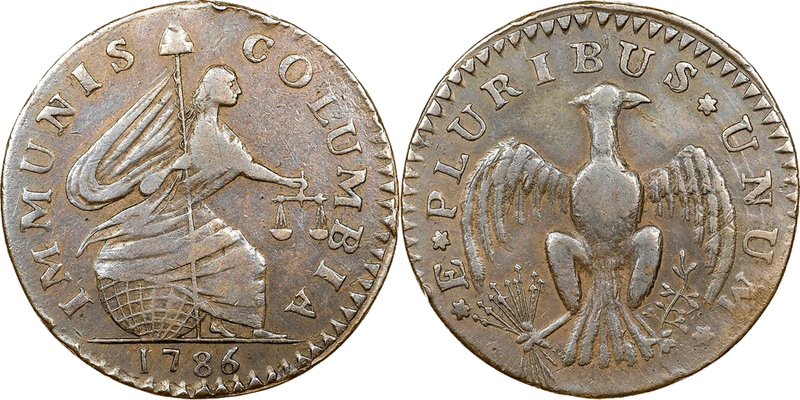 1786 Immunis Columbia - Eagle Reverse Half Penny