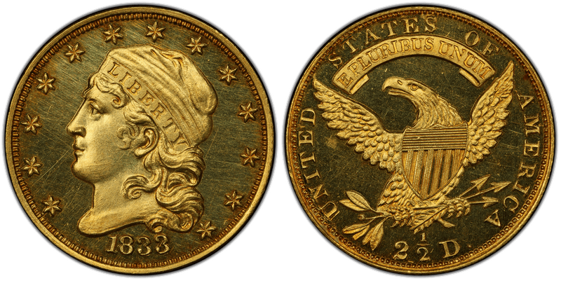 1833 Proof Capped Head to Left Quarter Eagle