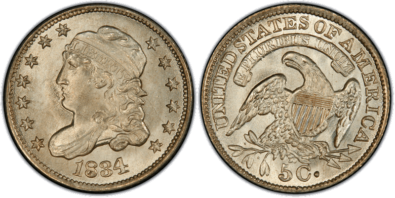 1834 Capped Bust Half Dime - 3 over Inverted 3