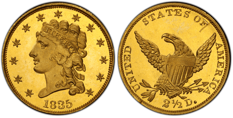 1835 Proof Classic Head Quarter Eagle