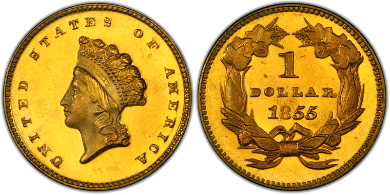 1855 Proof Liberty Gold Dollar