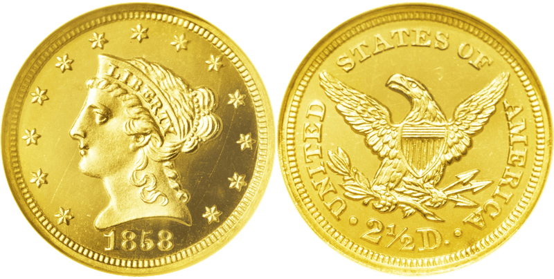 1858 Proof Liberty Head Quarter Eagle