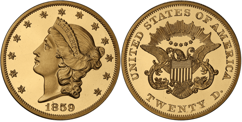 1859 Proof Liberty Head Double Eagle