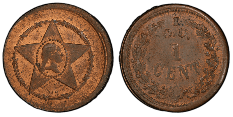 (1861-65) Copper Civil War Patriotic Token F-105/391a, I.O.U. 1 Cent
