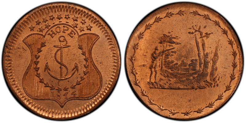 (1861-65) Copper Civil War Patriotic Token F-481/484a, Hope/Hunter