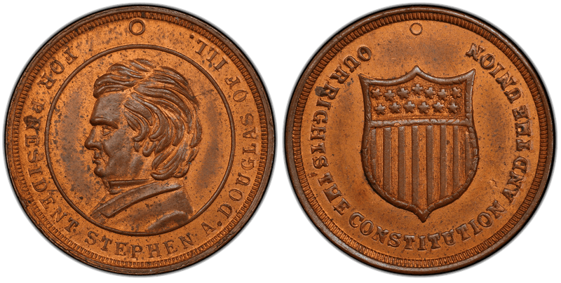 (1861-65) Copper Civil War Patriotic Token F-510/513a, Stephen A. Douglas