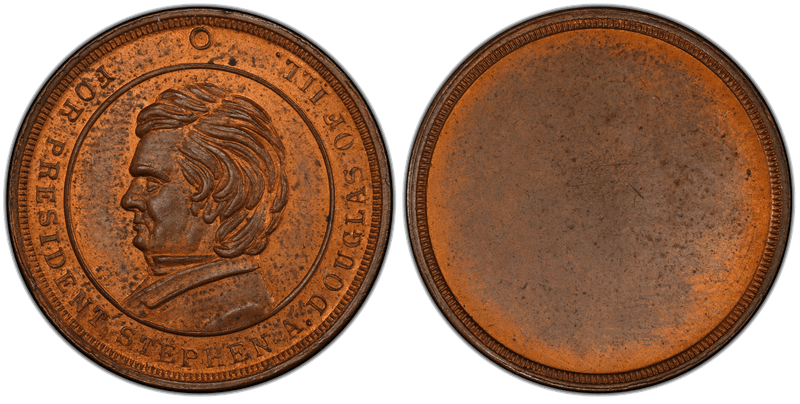 (1861-65) Copper Civil War Patriotic Token F-510/519a, Stephen A. Douglas