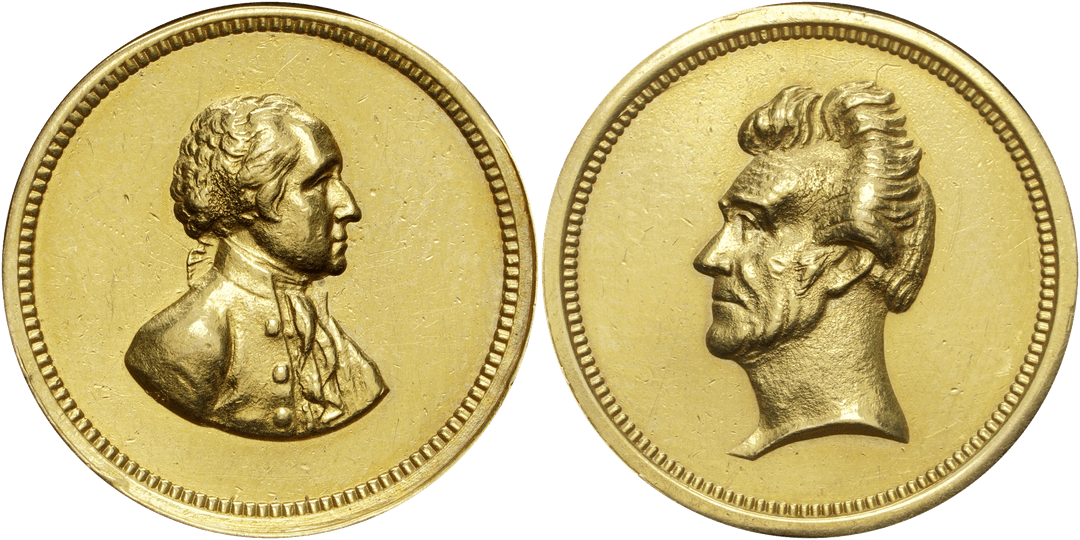 (1862) Medal J-PR-28, Baker-224 Gold Washington-Jackson