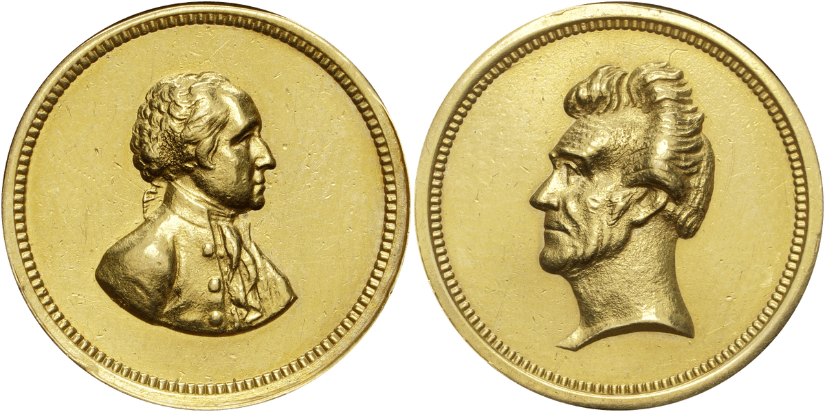 (1862) Medal J-PR-28, Baker-224 Gold Washington-Jackson