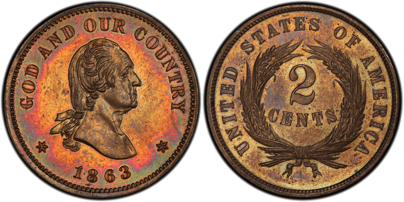 1863 Proof Two Cent Pattern - J-309