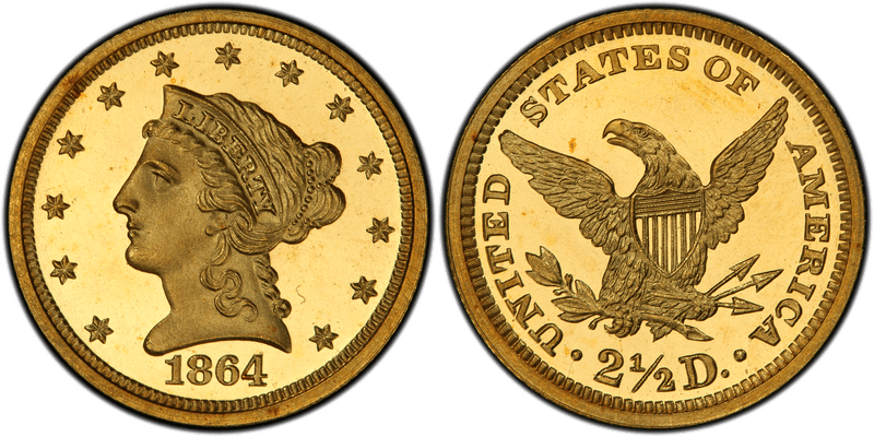 1864 Proof Liberty Head Quarter Eagle