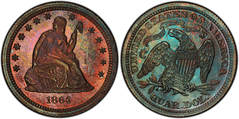 1864 Proof Quarter Pattern - J-387