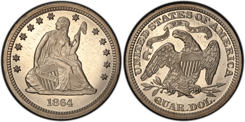 1864 Proof Quarter Pattern - J-389