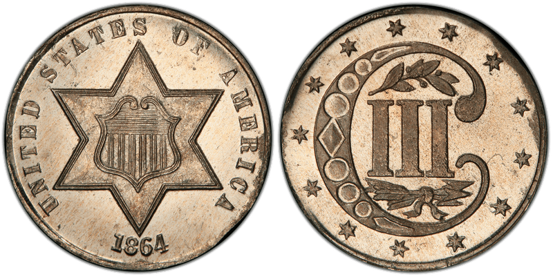 1864 Proof Three Cent Pattern - J-377