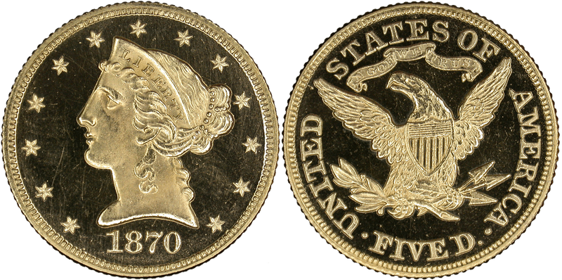 1870 Proof Liberty Head Half Eagle