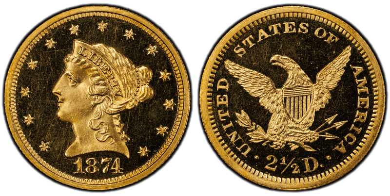1874 Proof Liberty Head Quarter Eagle