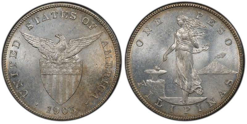 1905 (S) Philippine Peso Allen-16.06a Straight Serif