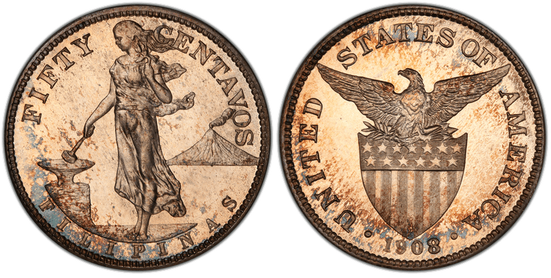 1908 Proof Philippine Fifty Centavos
