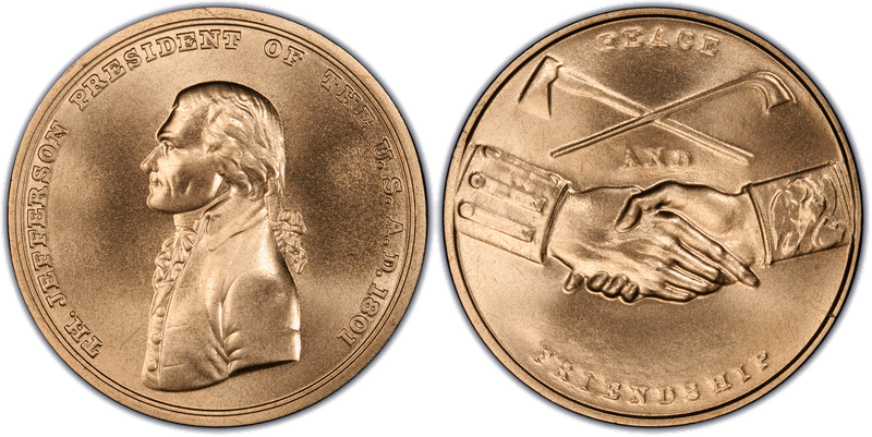 (1970s) Medal Thomas Jefferson 34mm Peace and Friendship