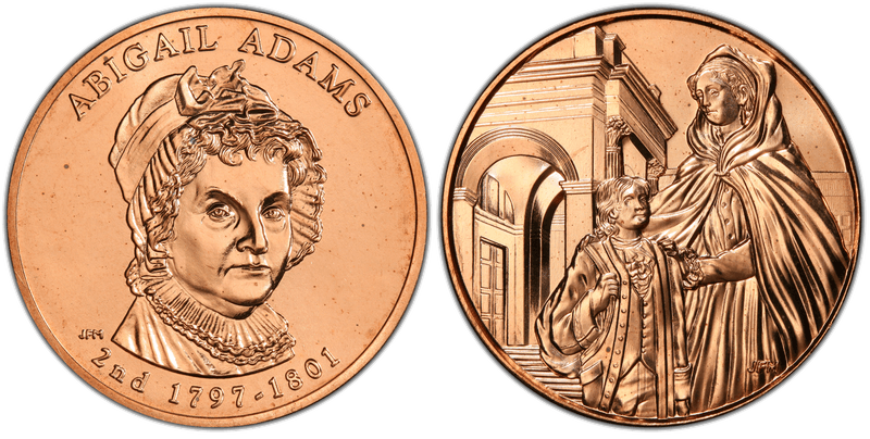 (2007-08) First Spouse Bronze Medal - Abigail Adams Mule Abigail Obv / Louisa Rev