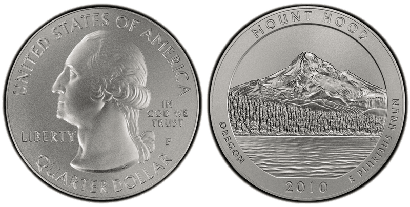 2010 (P) Burnished Mount Hood National Park 5 oz Silver Quarter