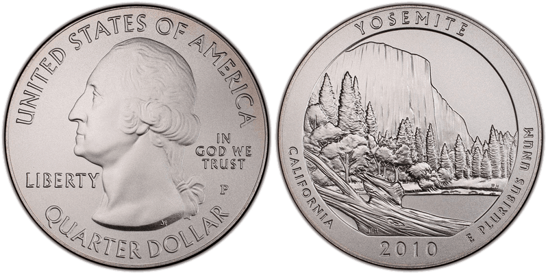 2010 (P) Burnished Yosemite National Park 5 oz Silver Quarter