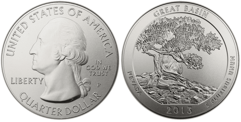 2013 (P) Burnished Great Basin National Park 5 oz Silver Quarter