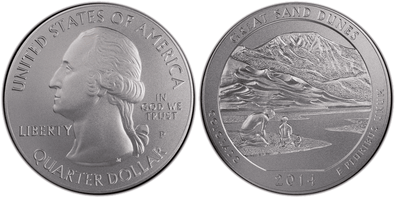 2014 (P) Burnished Great Sand Dunes National Park 5 oz Silver Quarter