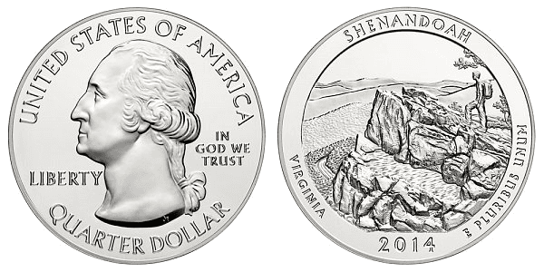 2014 (P) Shenandoah National Park 5 oz Silver Quarter
