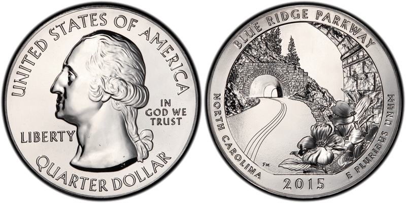 2015 (P) Blue Ridge Pkwy National Park 5 oz Silver Quarter