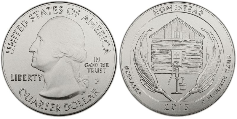 2015 (P) Burnished Homestead National Park 5 oz Silver Quarter