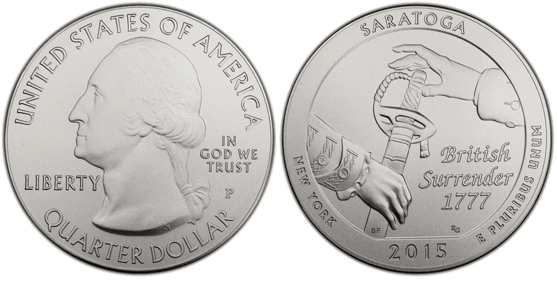 2015 (P) Burnished Saratoga National Park 5 oz Silver Quarter