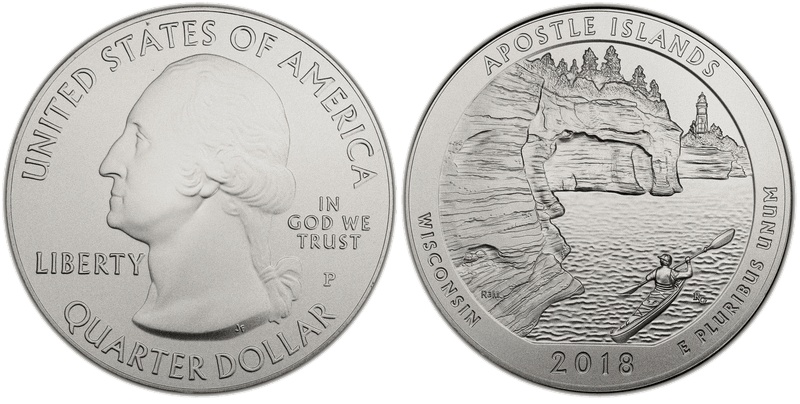 2018 (P) Burnished Apostle Islands National Park 5 oz Silver Quarter