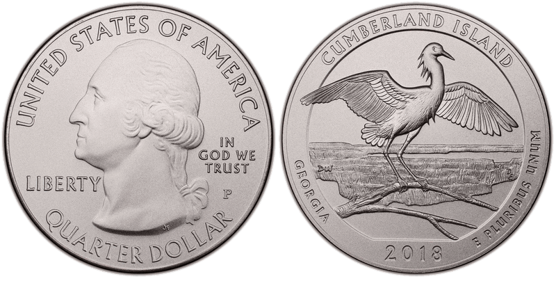 2018 (P) Burnished Cumberland Island National Park 5 oz Silver Quarter