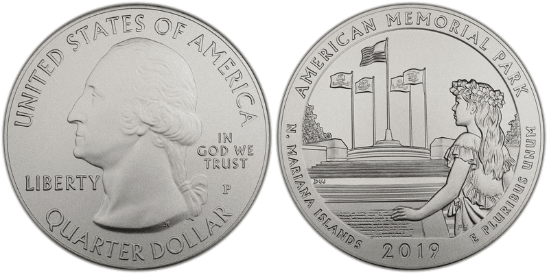 2019 (P) Burnished American Memorial National Park 5 oz Silver Quarter