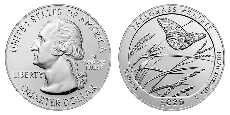 2020 (P) Tallgrass Prairie National Park 5 oz Silver Quarter