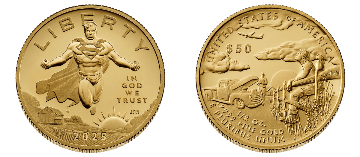 2025 (W) Proof Comic Art Superman Half Ounce Gold $50 Coin