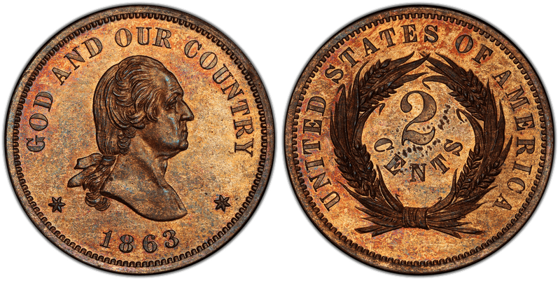 1863 Proof Two Cent Pattern - J-305, Washington