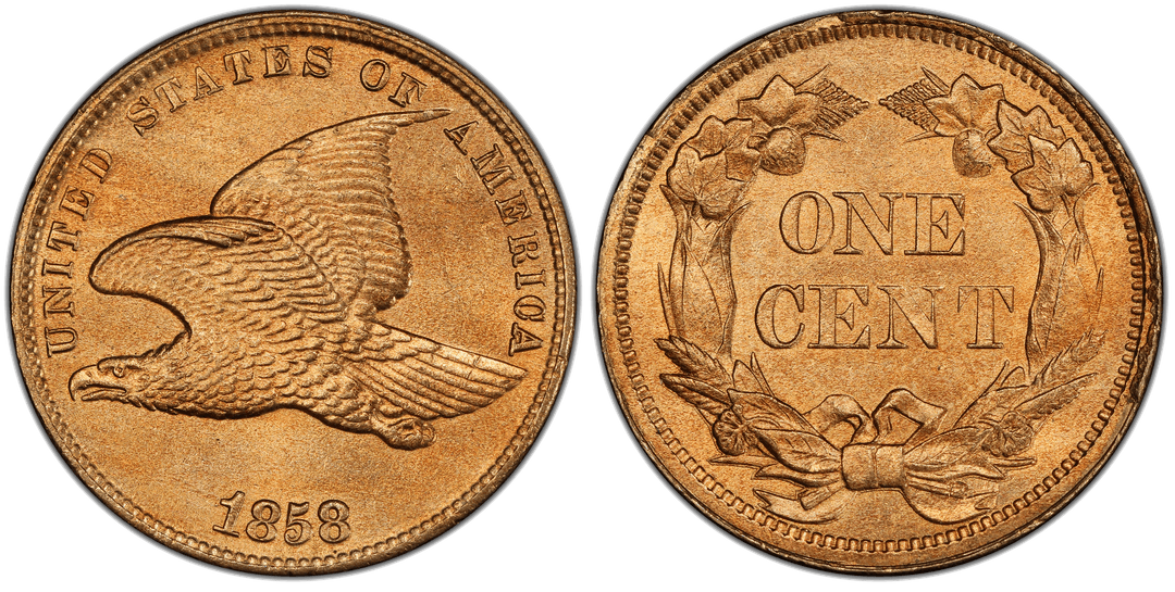 1858 Flying Eagle Cent (Small Letters) Reverse Rim Cud (12 to 4 o'clock)